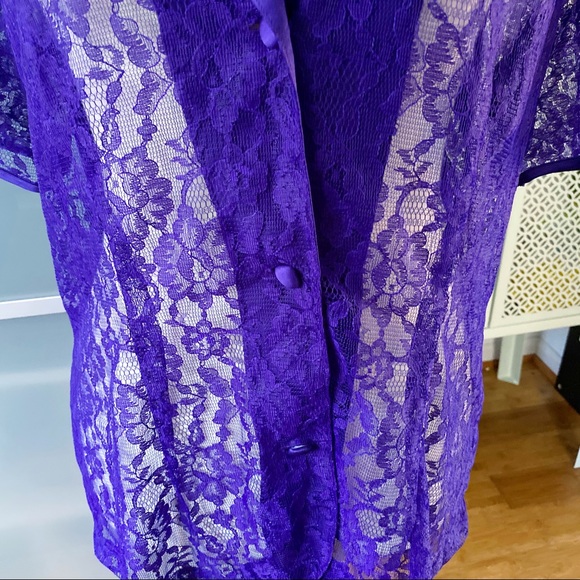 Vintage Victoria’s Secret Purple Satin & Lace Top - Picture 4 of 8